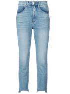 3x1 Straight Leg Raw Hem Cropped Jeans - Blue