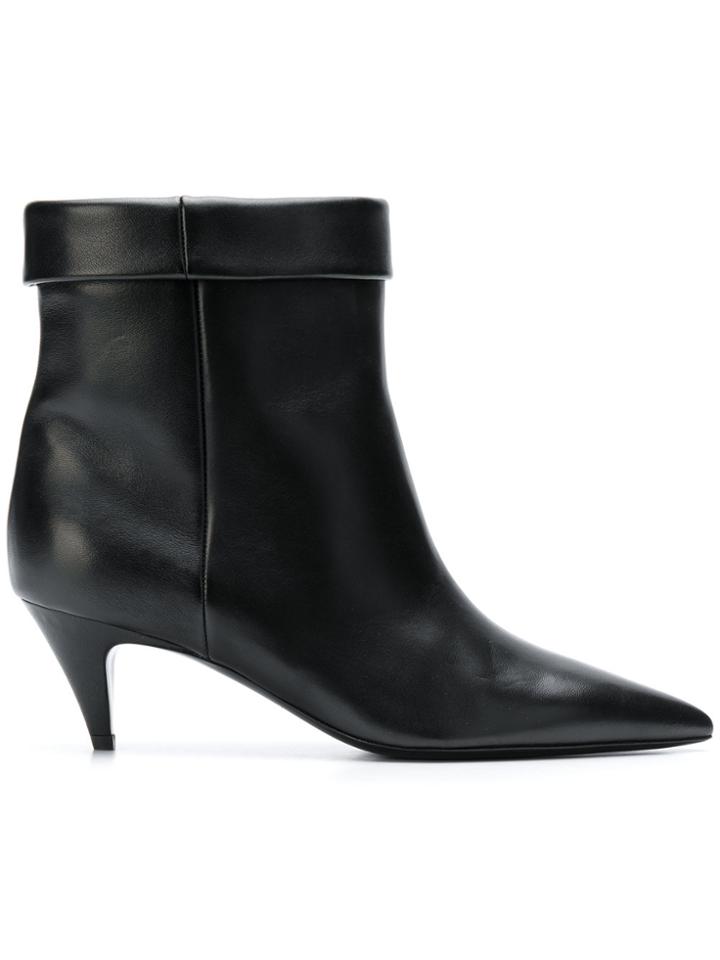Saint Laurent Foldover Top Boots - Black