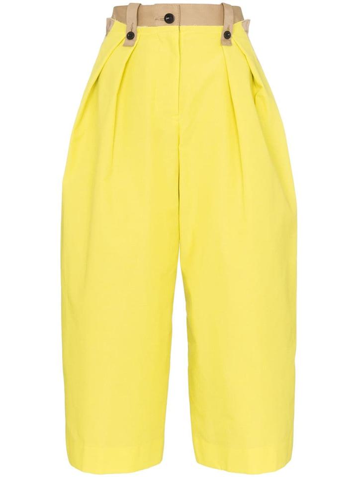 Sacai Contrast Panel Cropped Trousers - Neutrals
