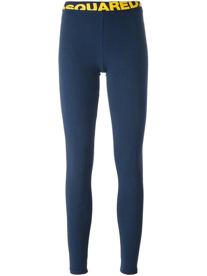 Dsquared2 Logo Leggings, Women's, Size: Medium, Blue, Cotton/spandex/elastane