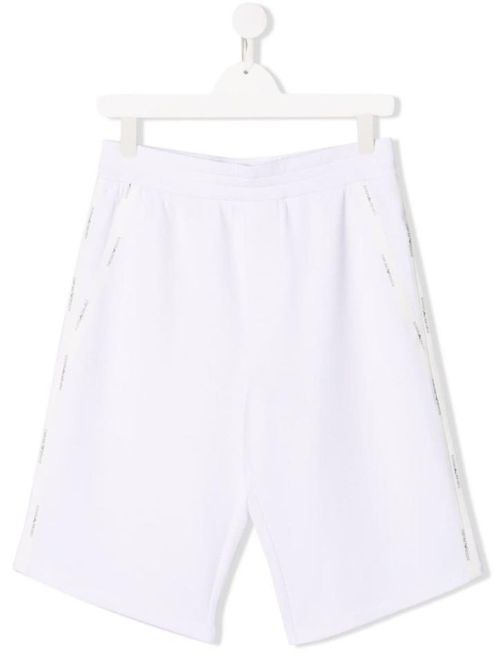 Emporio Armani Kids Logo Band Shorts - White