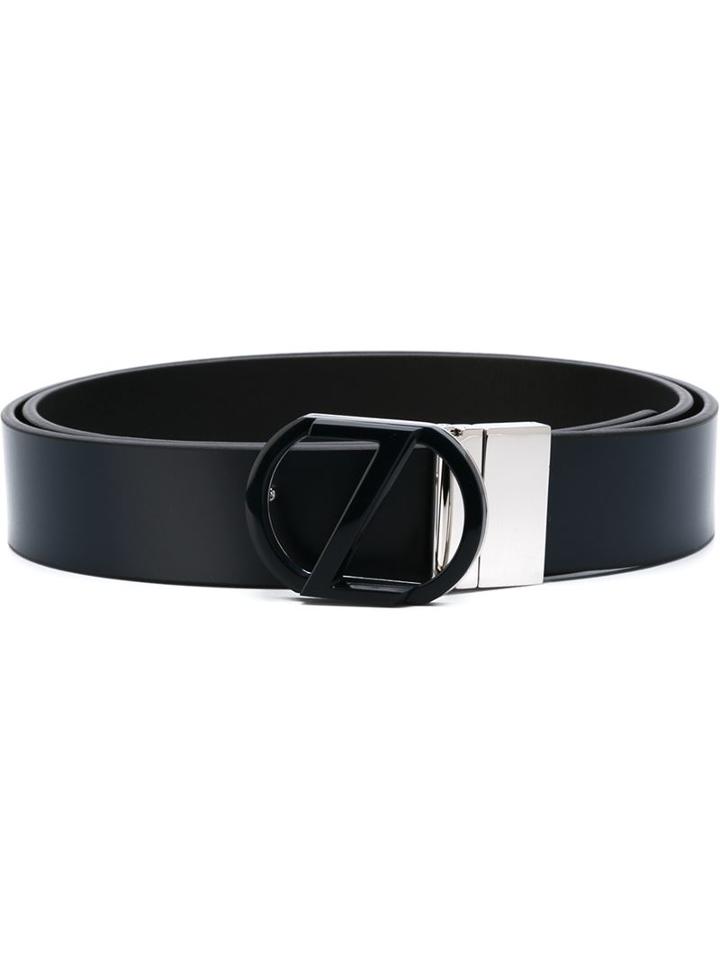 Z Zegna Metallic Logo Buckle Belt