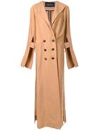 Kitx 'rectangle Wrap' Trench Coat, Women's, Size: 14, Yellow/orange, Linen/flax/tencel