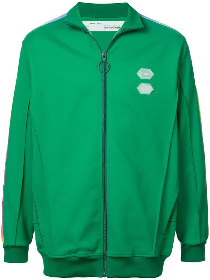 Off-white Side Panelled Zipped Jacket - Green