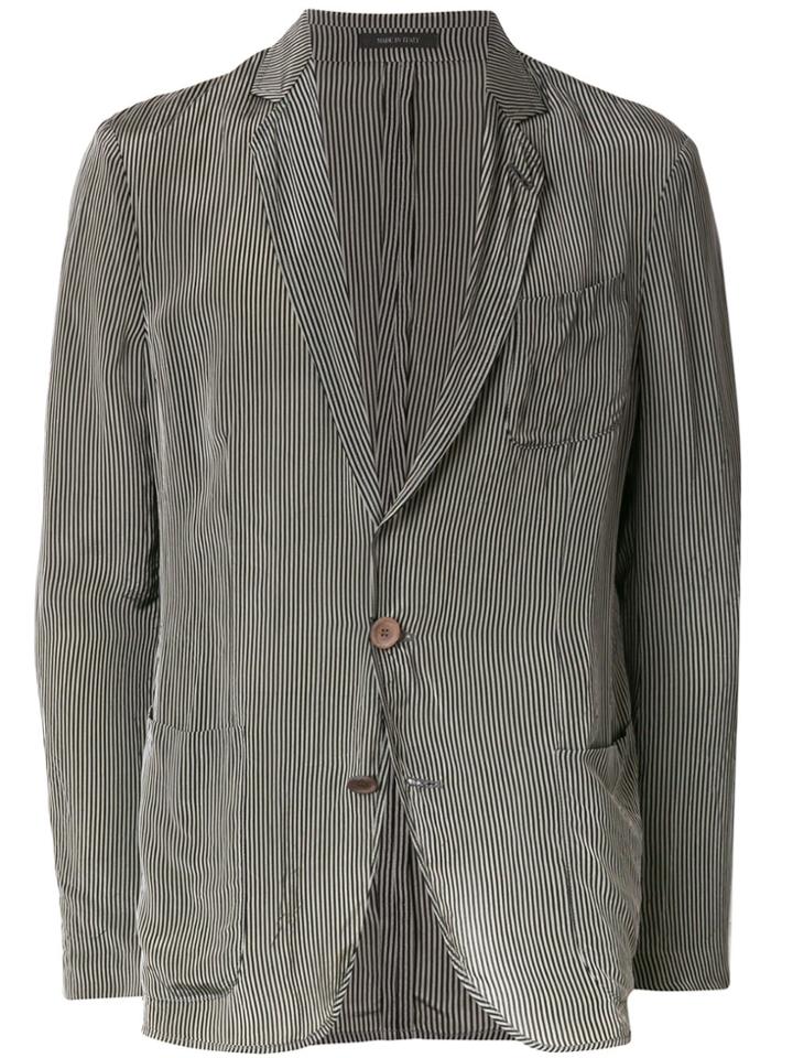 Giorgio Armani Pinstripe Relaxed Blazer - Black
