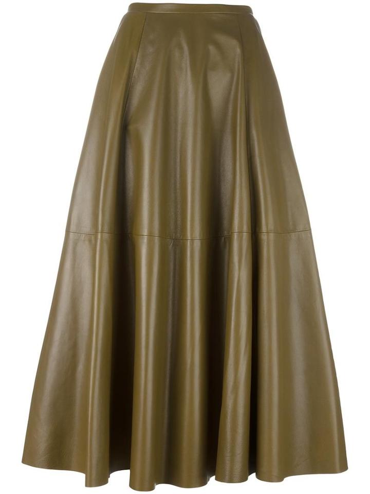 Drome A-line Leather Skirt, Women's, Size: Small, Green, Lamb Skin/cupro