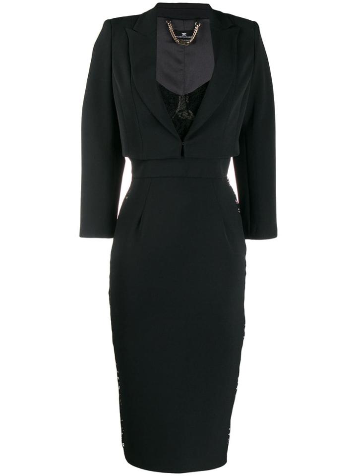 Elisabetta Franchi Lace Panel Dress - Black