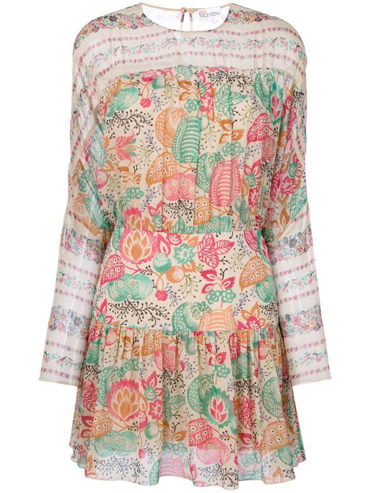 Red Valentino Floral Pleated Dress - Multicolour