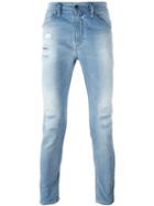 Diesel Distressed Skinny Jeans, Men's, Size: 34, Blue, Cotton/polyester/spandex/elastane