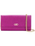 Salvatore Ferragamo Double Gancio Wallet On Chain - Pink & Purple