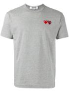 Comme Des Garçons Play Double Heart T-shirt, Men's, Size: Xl, Grey, Cotton