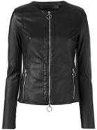 Drome Collarless Zipped Jacket, Women's, Size: Medium, Black, Leather