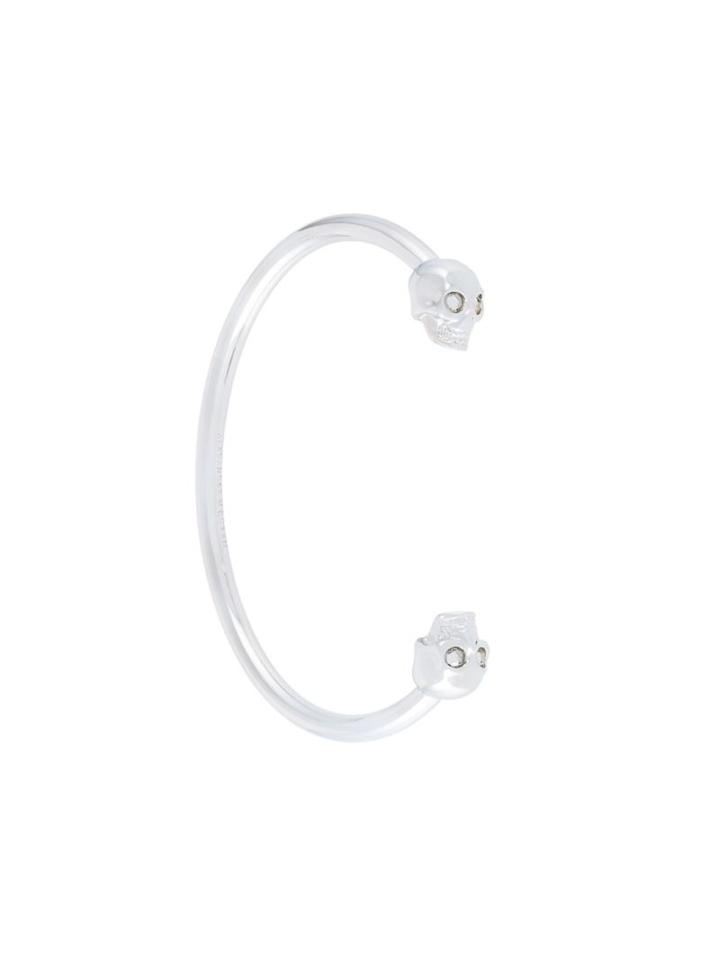 Alexander Mcqueen Twin Skull Bangle, Women's, Size: Small, Metallic