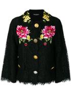 Dolce & Gabbana Lace Jacket With Floral Appliqués - Black