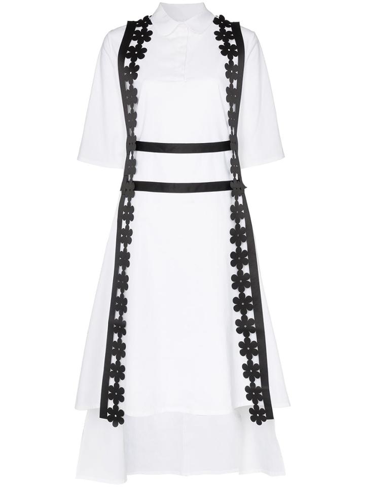 Paskal Floral Appliqué Shirt Dress - White