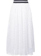 Msgm Pleated Lace Skirt - White