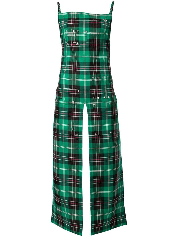Marine Serre Long Plaid-print Top - Green