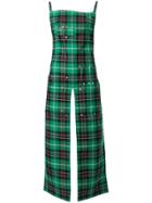 Marine Serre Long Plaid-print Top - Green