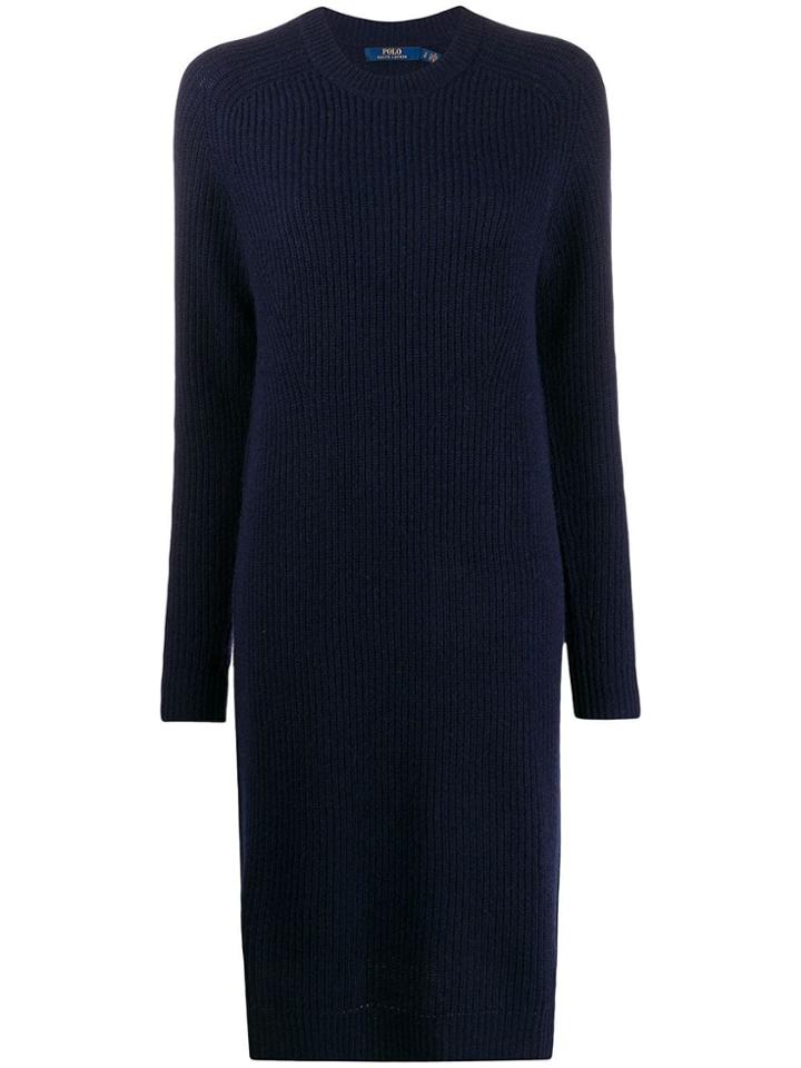 Polo Ralph Lauren Ribbed-knit Midi Dress - Blue