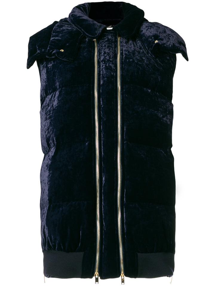 Stella Mccartney Velvet Puffer Gilet - Blue
