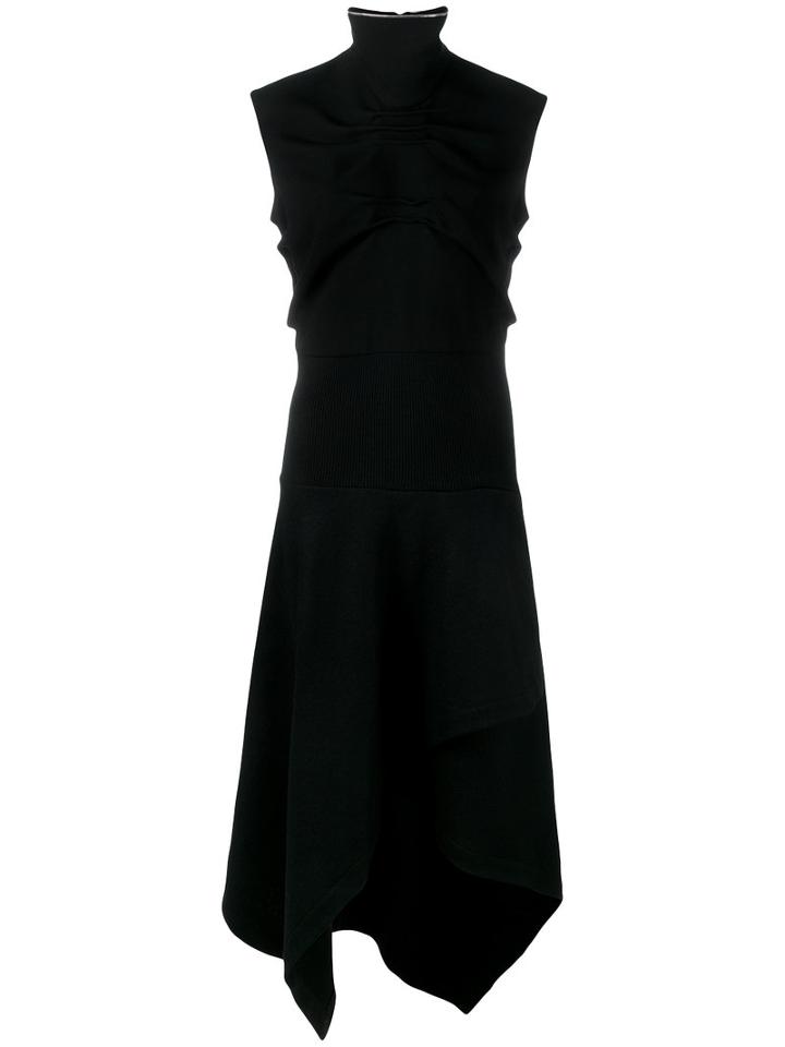 J.w.anderson Asymmetric Layered Dress, Size: 10, Black, Triacetate/polyester/wool/silk