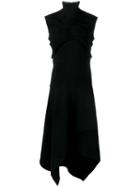 J.w.anderson Asymmetric Layered Dress, Size: 10, Black, Triacetate/polyester/wool/silk