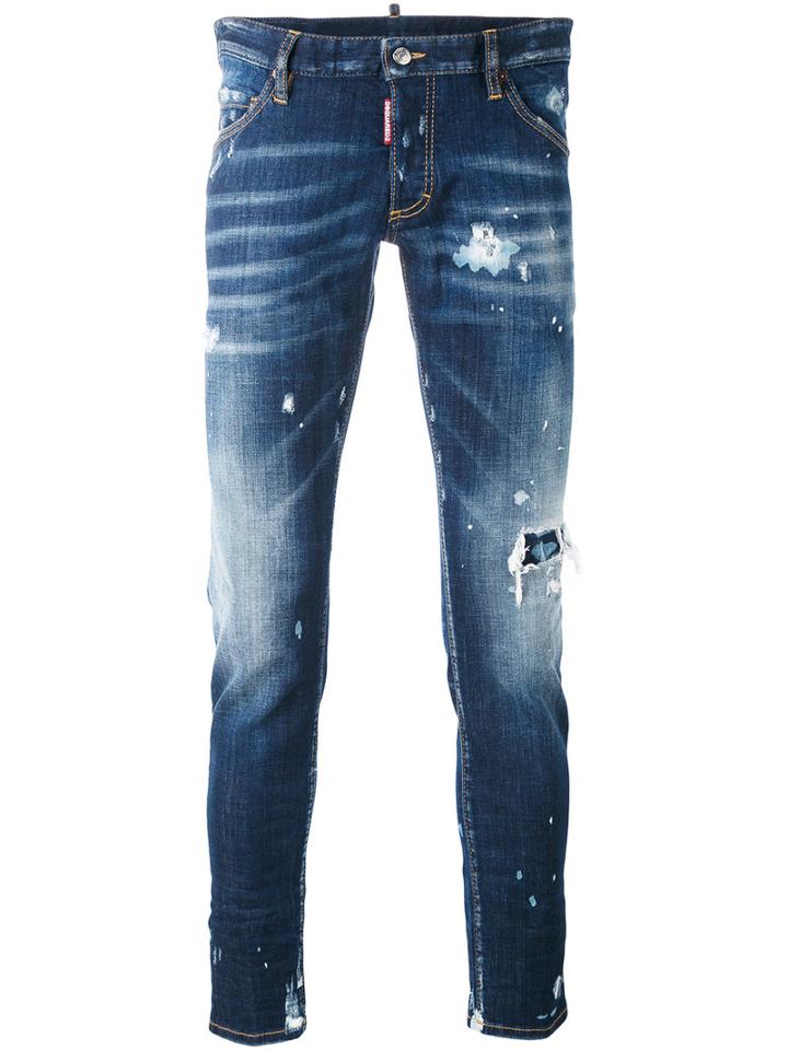 Dsquared2 - Distressed Skinny Jeans - Men - Cotton/spandex/elastane - 48, Blue, Cotton/spandex/elastane
