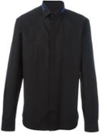 Givenchy Contrast Panel Collar Shirt, Men's, Size: 41, Black, Cotton/polyester