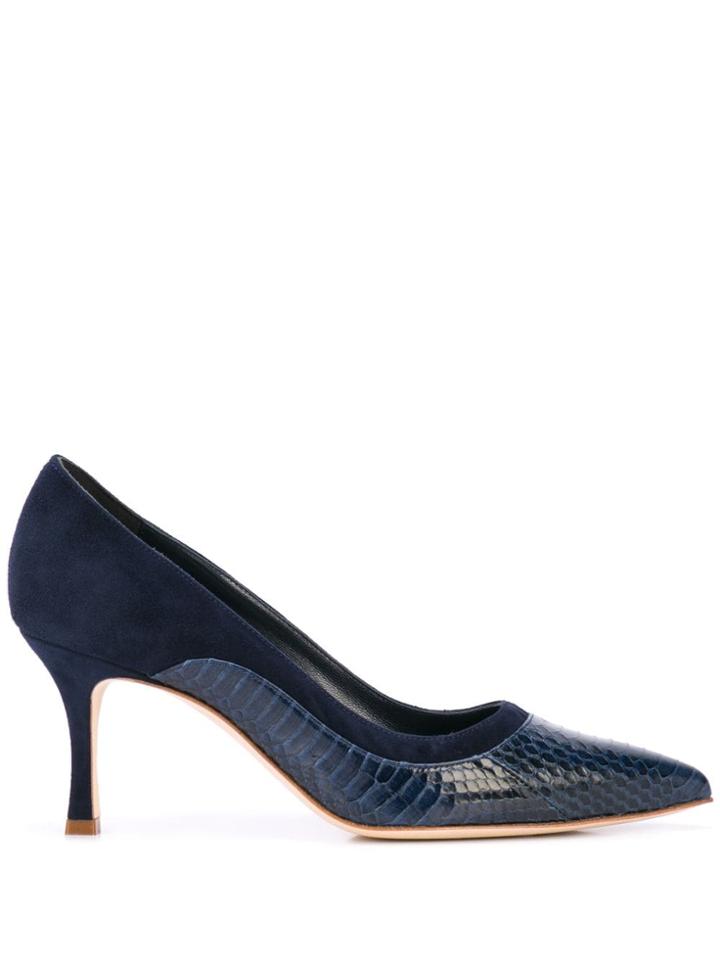 Manolo Blahnik 70mm Snakeskin-effect Pumps - Blue