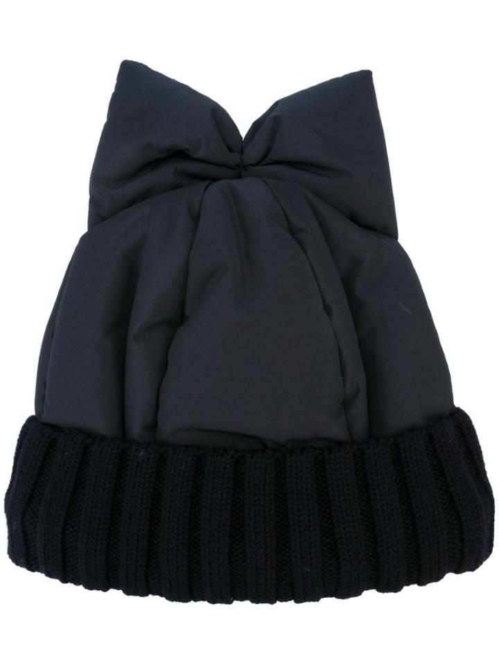 Federica Moretti 'nylon Bow' Beanie, Women's, Blue, Polyester/virgin Wool