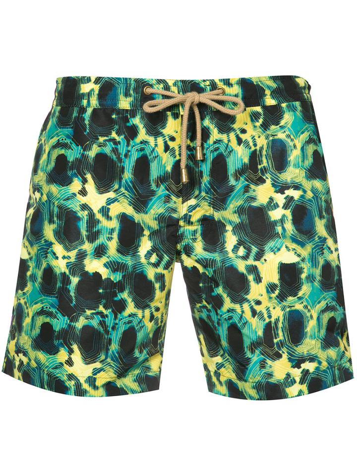 Thorsun - Patterned Swimming Trunks - Men - Polyester - 36, Yellow/orange, Polyester