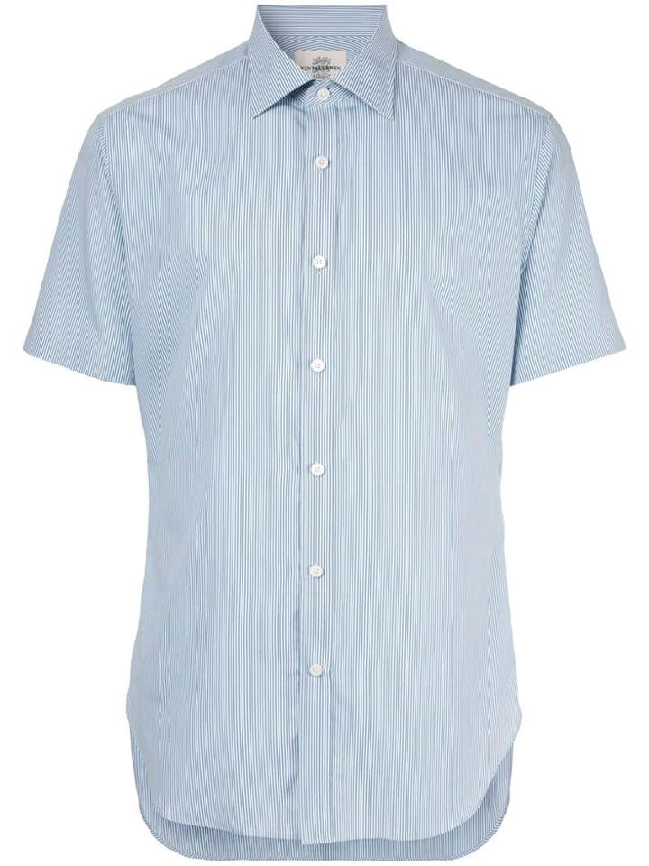Kent & Curwen Striped Short-sleeve Fitted Shirt - Blue