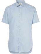 Kent & Curwen Striped Short-sleeve Fitted Shirt - Blue