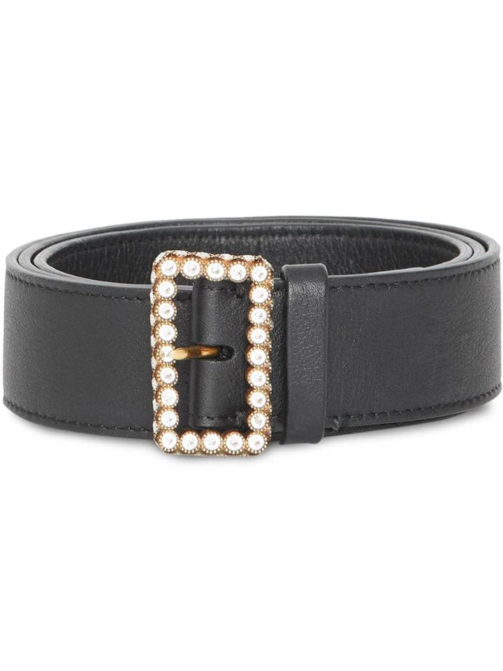 Burberry Leather Belt With Crystal Buckle - Black