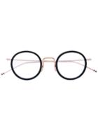 Thom Browne Eyewear - Round Frame Glasses - Unisex - Acetate/metal (other) - 46, Grey, Acetate/metal (other)