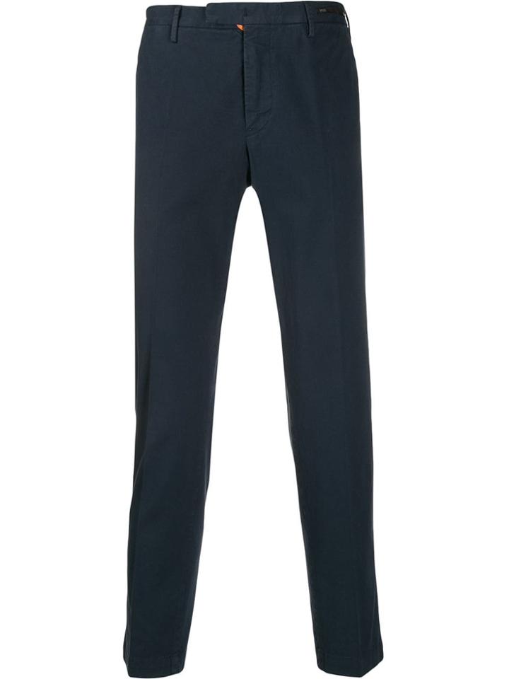 Pt01 Cropped Textured Trousers - Blue