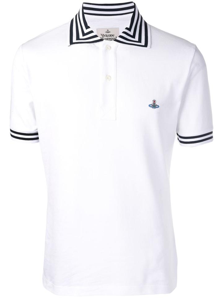 Vivienne Westwood Striped Trim Polo Shirt - White