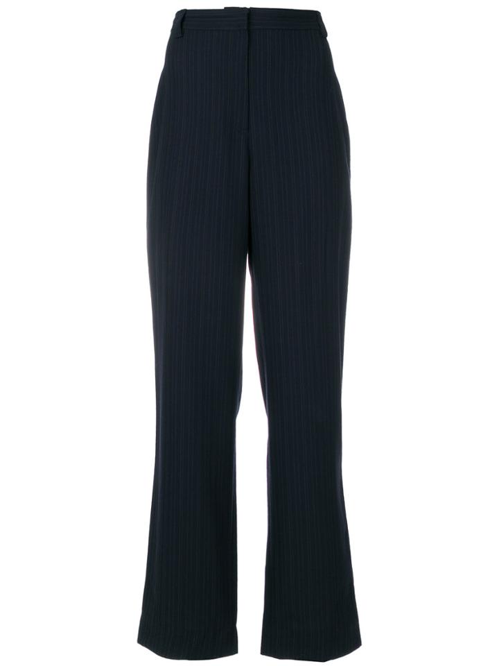 Versace Vintage Pinstripe Wide-leg Trousers - Black