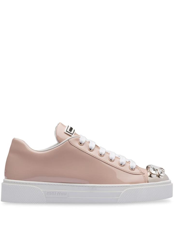Miu Miu Crystal Embellished Sneakers - Pink