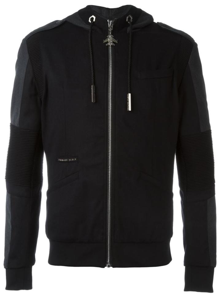 Philipp Plein Panelled Hoodie, Men's, Size: 50, Black, Viscose/wool