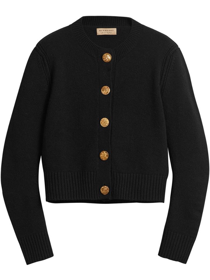Burberry Bird Button Cashmere Cardigan - Black