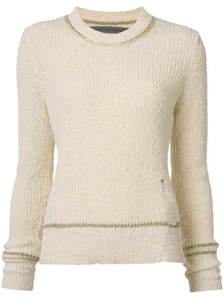 Raquel Allegra - Crew Neck Sweater - Women - Cotton - 0, Nude/neutrals, Cotton
