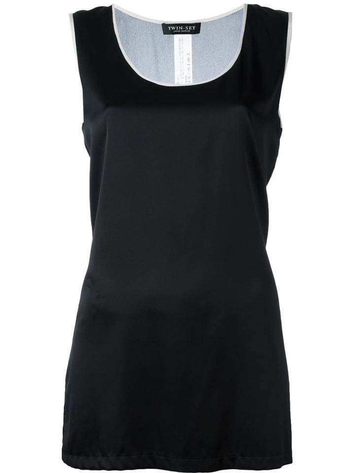 Twin-set Sheer Panel Vest, Women's, Size: Xs, Black, Silk/spandex/elastane/viscose