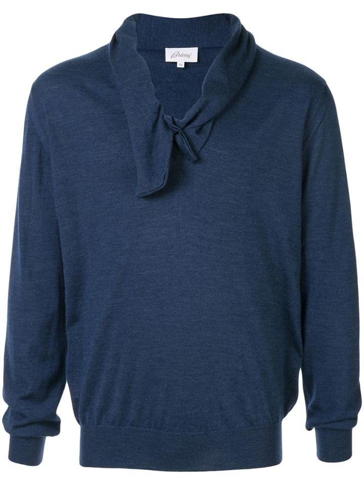 Brioni Draped Neck Jumper - Blue