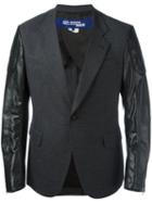 Junya Watanabe Comme Des Garçons Man Paneled Blazer, Men's, Size: Large, Black, Wool/polyurethane Resin/cupro