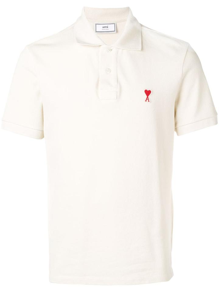 Ami Alexandre Mattiussi Short Sleeve Polo Shirt With Red Ami De Coeur