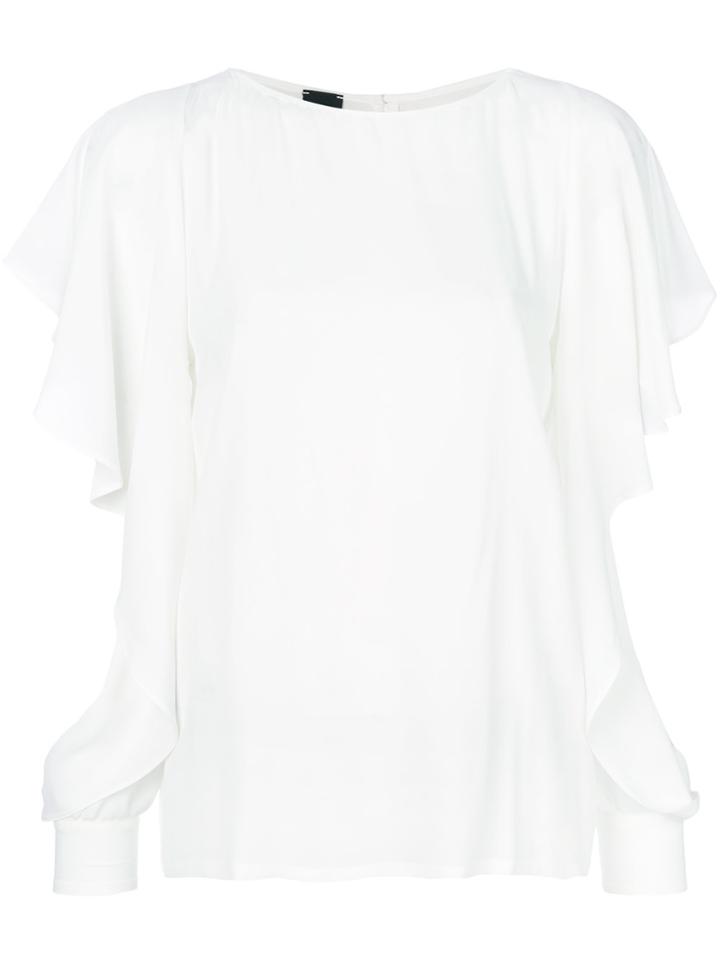 Pinko Slit Frill Trim Sleeves Blouse - White
