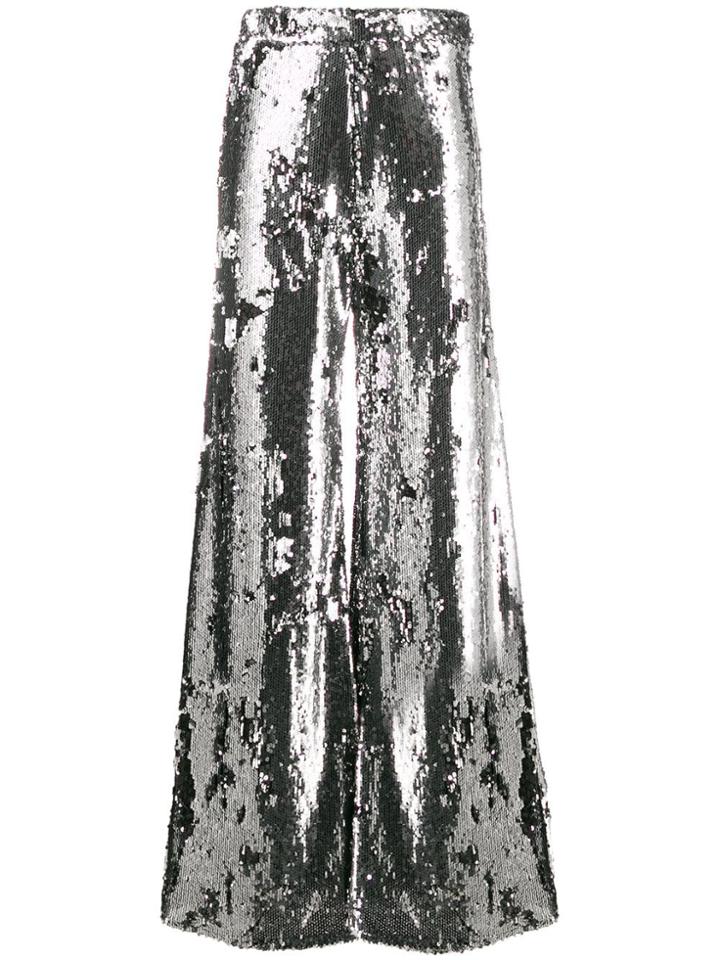 Ellery Sequin Wide Leg Trousers - Silver