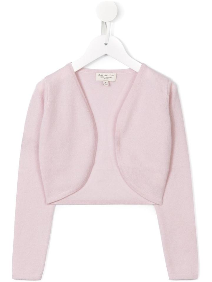 Cashmirino - Cropped V-neck Cardigan - Kids - Cashmere - 8 Yrs, Pink/purple