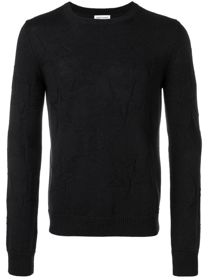 Saint Laurent Jacquard Star Knit Sweater - Blue